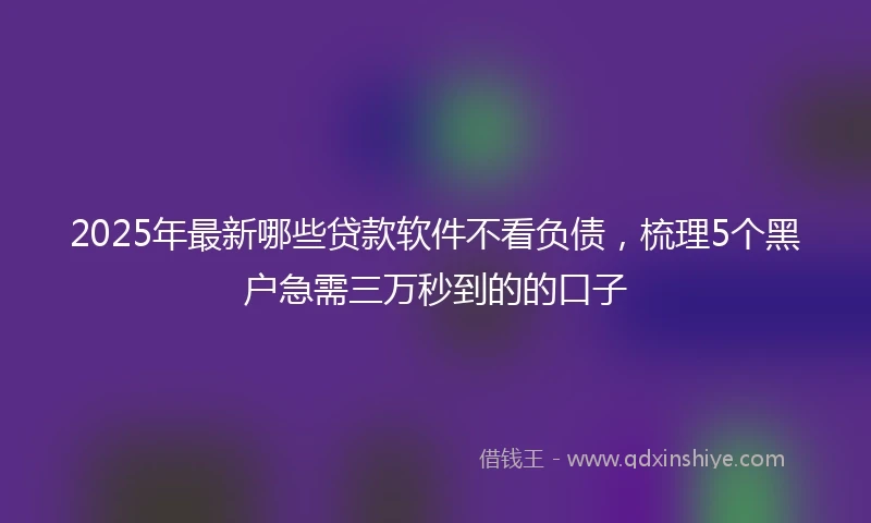 2025年最新哪些贷款软件不看负债，梳理5个黑户急需三万秒到的的口子