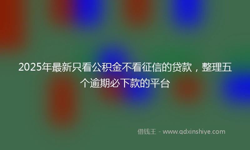 2025年最新只看公积金不看征信的贷款，整理五个逾期必下款的平台