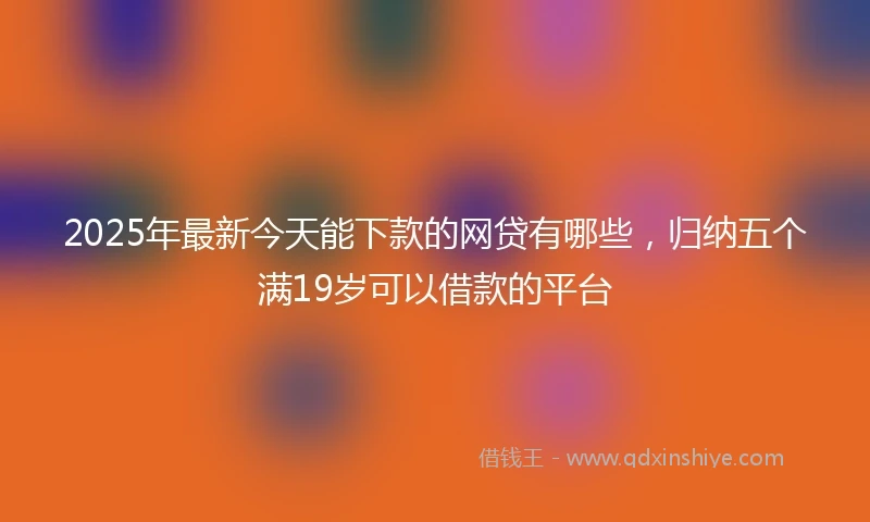 2025年最新今天能下款的网贷有哪些，归纳五个满19岁可以借款的平台
