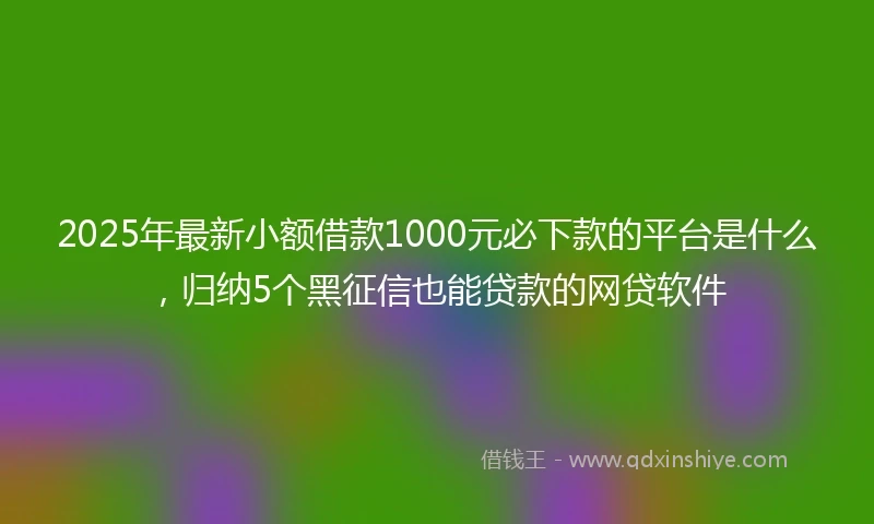 2025年最新小额借款1000元必下款的平台是什么，归纳5个黑征信也能贷款的网贷软件