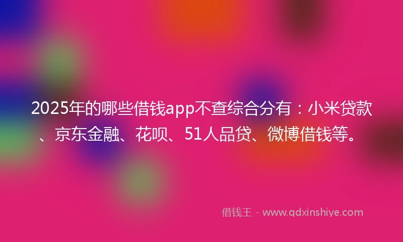 2025年的哪些借钱app不查综合分有：小米贷款、京东金融、花呗、51人品贷、微博借钱等。
