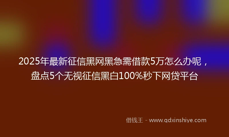 2025年最新征信黑网黑急需借款5万怎么办呢，盘点5个无视征信黑白100%秒下网贷平台