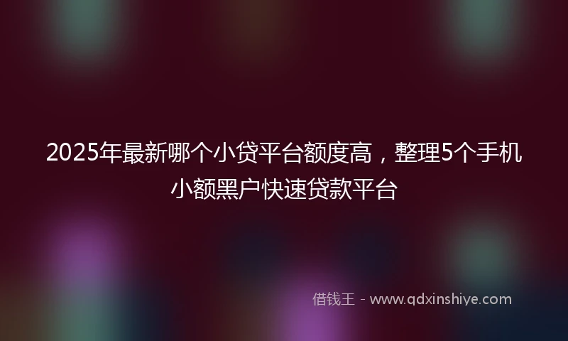 2025年最新哪个小贷平台额度高，整理5个手机小额黑户快速贷款平台