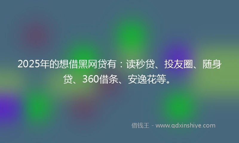 2025年的想借黑网贷有：读秒贷、投友圈、随身贷、360借条、安逸花等。