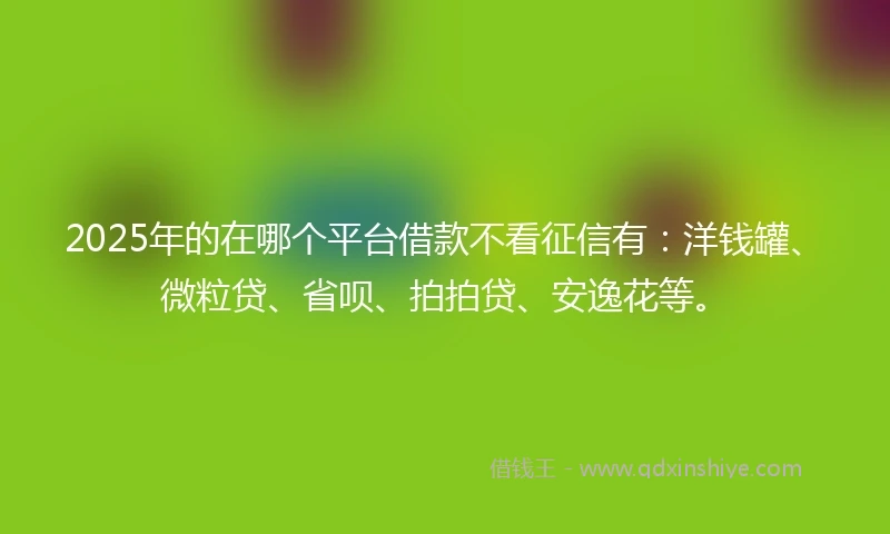 2025年的在哪个平台借款不看征信有：洋钱罐、微粒贷、省呗、拍拍贷、安逸花等。