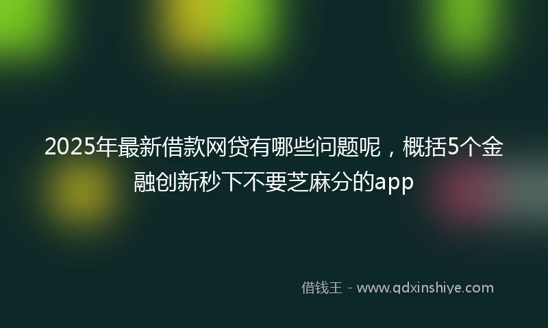 2025年最新借款网贷有哪些问题呢，概括5个金融创新秒下不要芝麻分的app