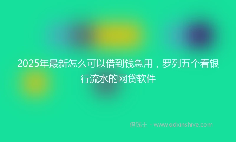 2025年最新怎么可以借到钱急用，罗列五个看银行流水的网贷软件