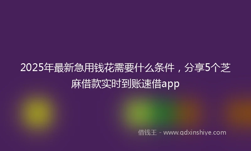 2025年最新急用钱花需要什么条件，分享5个芝麻借款实时到账速借app