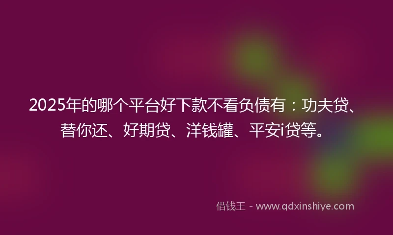 2025年的哪个平台好下款不看负债有：功夫贷、替你还、好期贷、洋钱罐、平安i贷等。