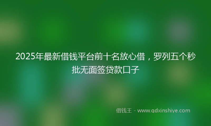2025年最新借钱平台前十名放心借，罗列五个秒批无面签贷款口子