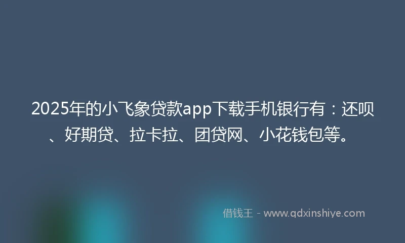 2025年的小飞象贷款app下载手机银行有：还呗、好期贷、拉卡拉、团贷网、小花钱包等。