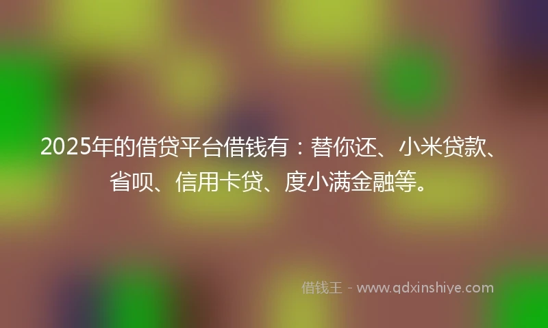 2025年的借贷平台借钱有：替你还、小米贷款、省呗、信用卡贷、度小满金融等。