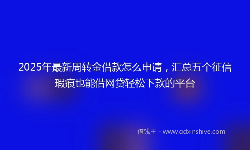 2025年最新周转金借款怎么申请，汇总五个征信瑕疵也能借网贷轻松下款的平台
