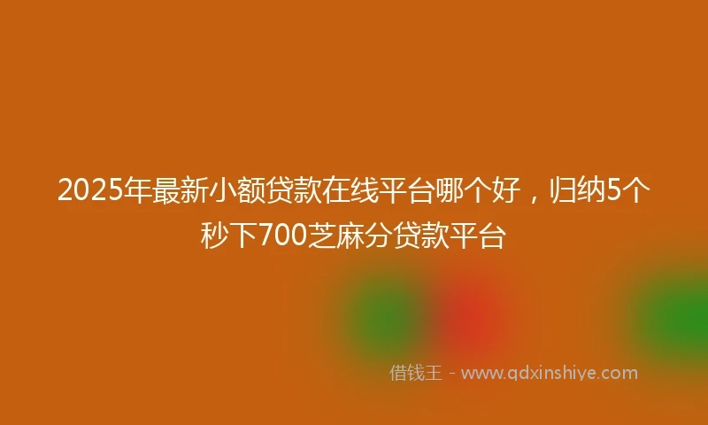 2025年最新小额贷款在线平台哪个好，归纳5个秒下700芝麻分贷款平台