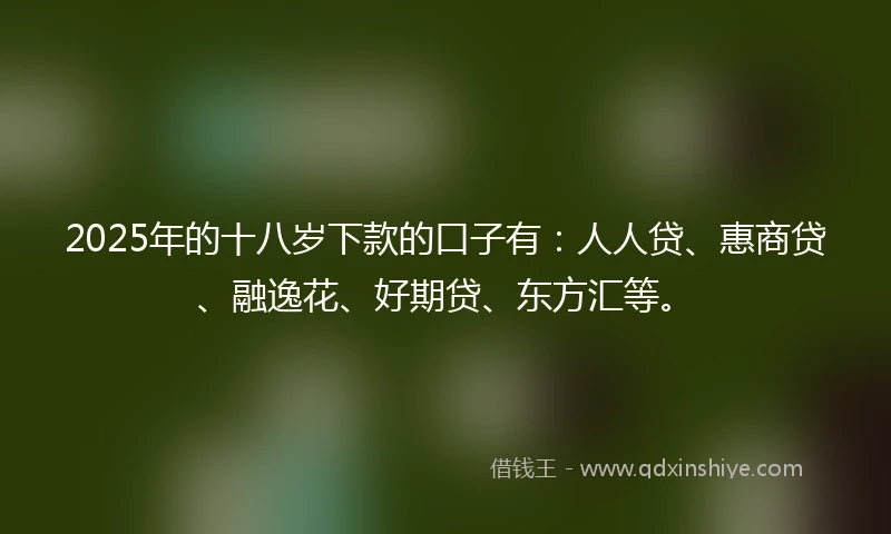 2025年的十八岁下款的口子有：人人贷、惠商贷、融逸花、好期贷、东方汇等。