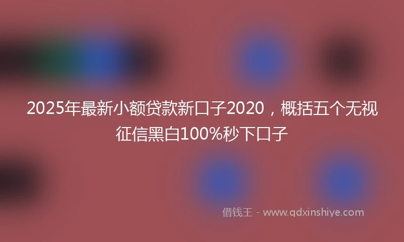 2025年最新小额贷款新口子2020，概括五个无视征信黑白100%秒下口子