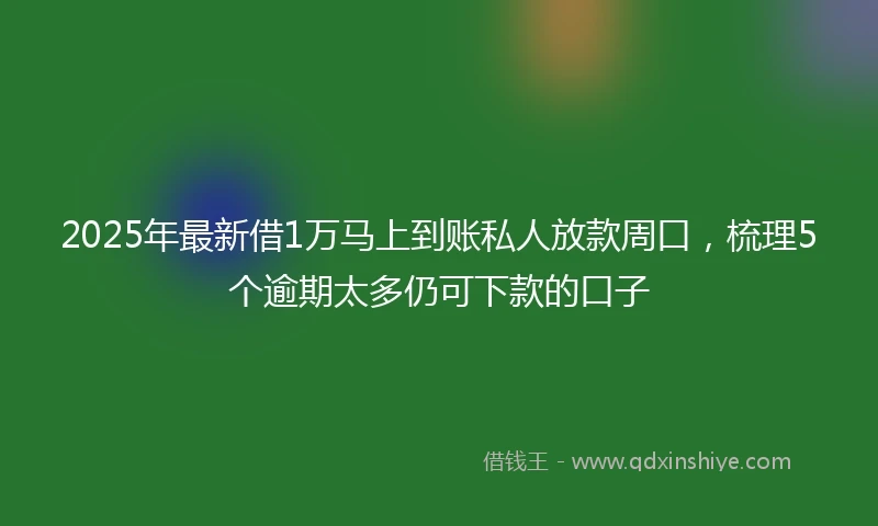 2025年最新借1万马上到账私人放款周口，梳理5个逾期太多仍可下款的口子