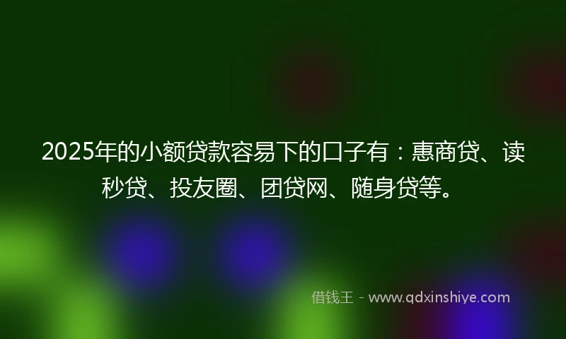 2025年的小额贷款容易下的口子有：惠商贷、读秒贷、投友圈、团贷网、随身贷等。