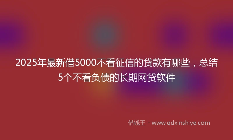 2025年最新借5000不看征信的贷款有哪些，总结5个不看负债的长期网贷软件