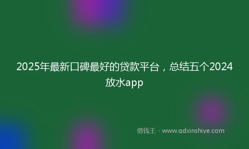 2025年最新口碑最好的贷款平台，总结五个2024放水app