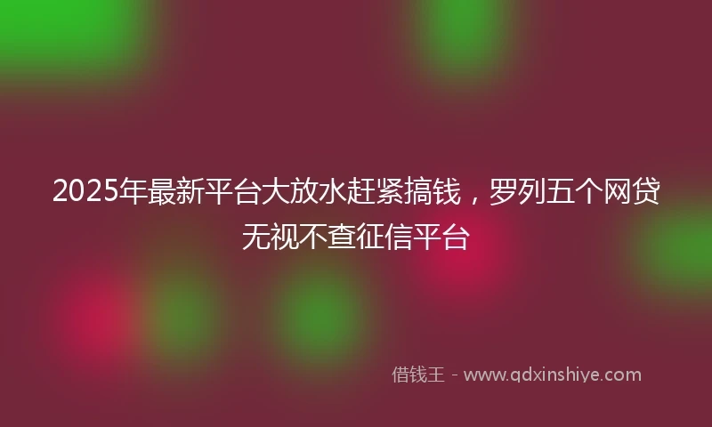 2025年最新平台大放水赶紧搞钱，罗列五个网贷无视不查征信平台