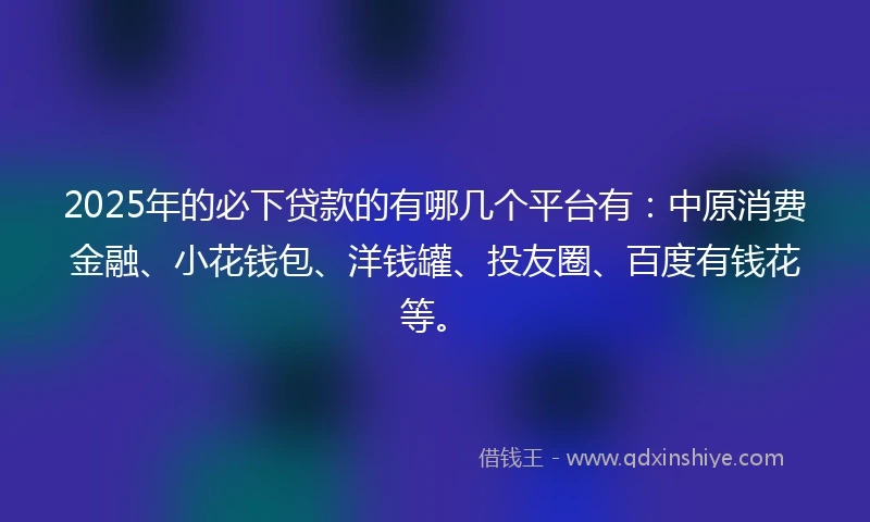2025年的必下贷款的有哪几个平台有：中原消费金融、小花钱包、洋钱罐、投友圈、百度有钱花等。