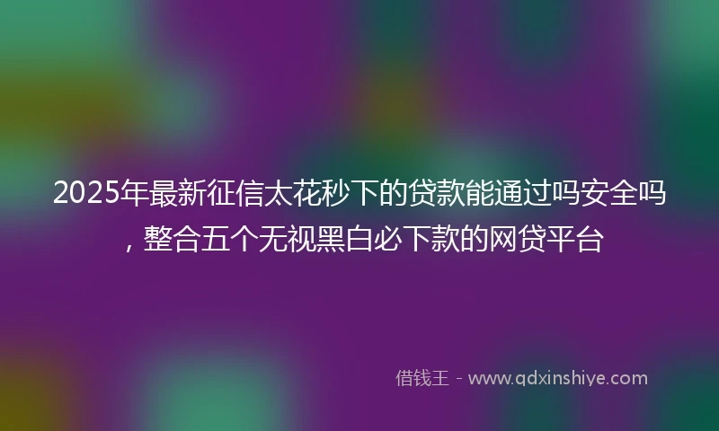 2025年最新征信太花秒下的贷款能通过吗安全吗，整合五个无视黑白必下款的网贷平台
