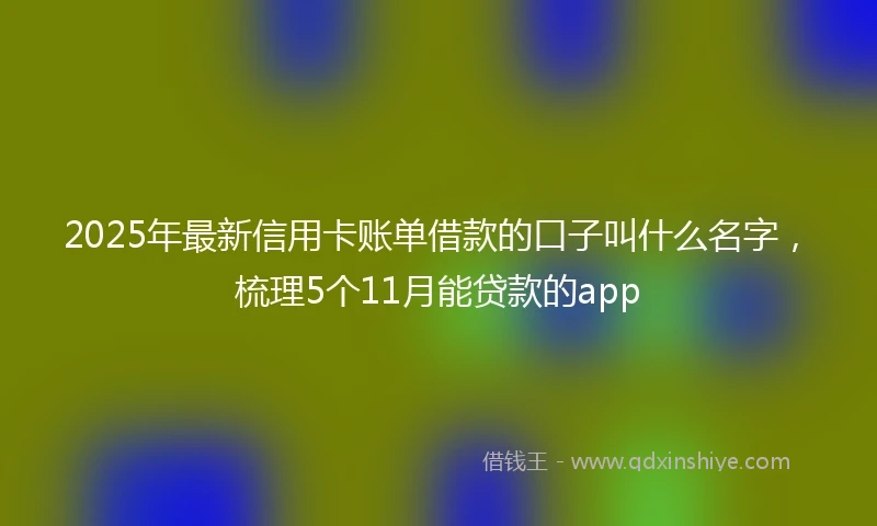 2025年最新信用卡账单借款的口子叫什么名字，梳理5个11月能贷款的app