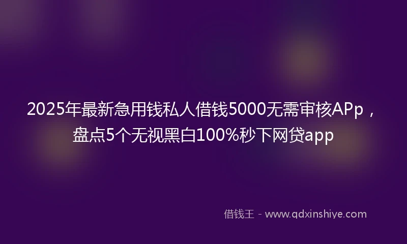 2025年最新急用钱私人借钱5000无需审核APp，盘点5个无视黑白100%秒下网贷app
