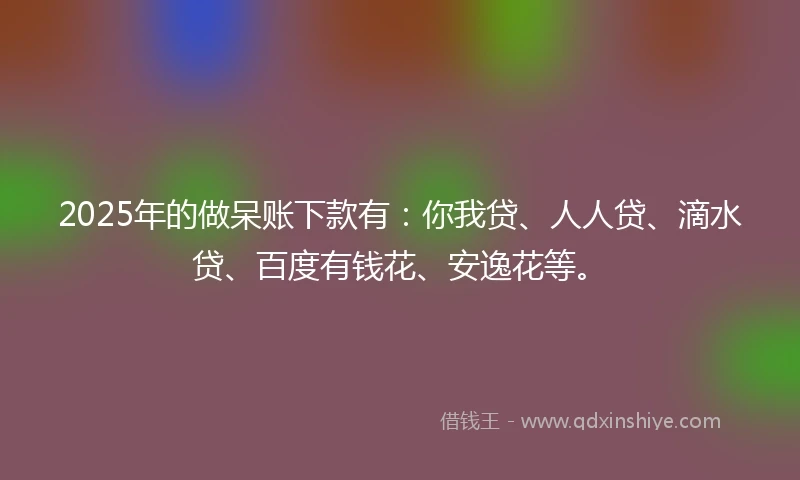 2025年的做呆账下款有：你我贷、人人贷、滴水贷、百度有钱花、安逸花等。