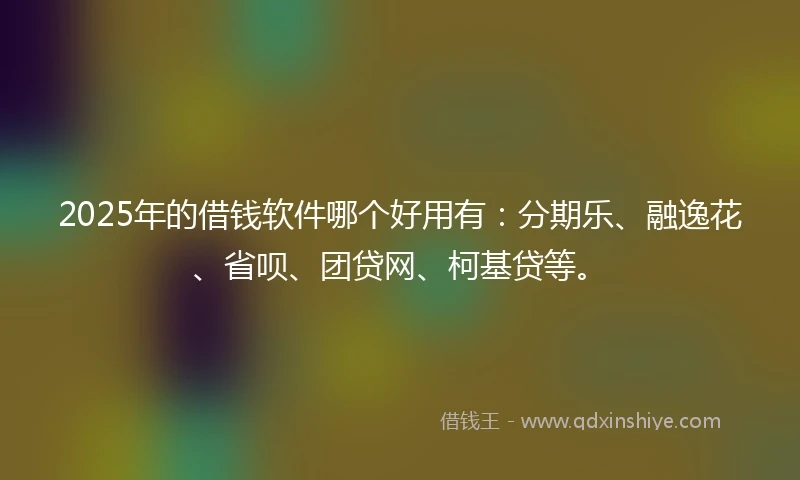 2025年的借钱软件哪个好用有：分期乐、融逸花、省呗、团贷网、柯基贷等。