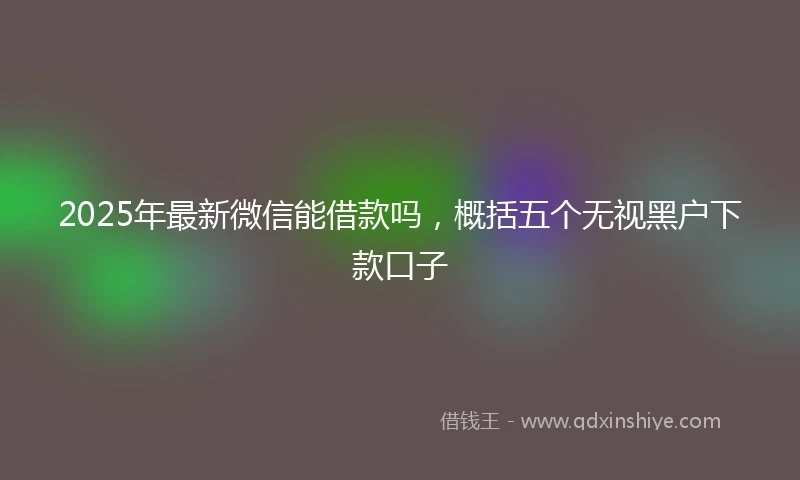2025年最新微信能借款吗，概括五个无视黑户下款口子
