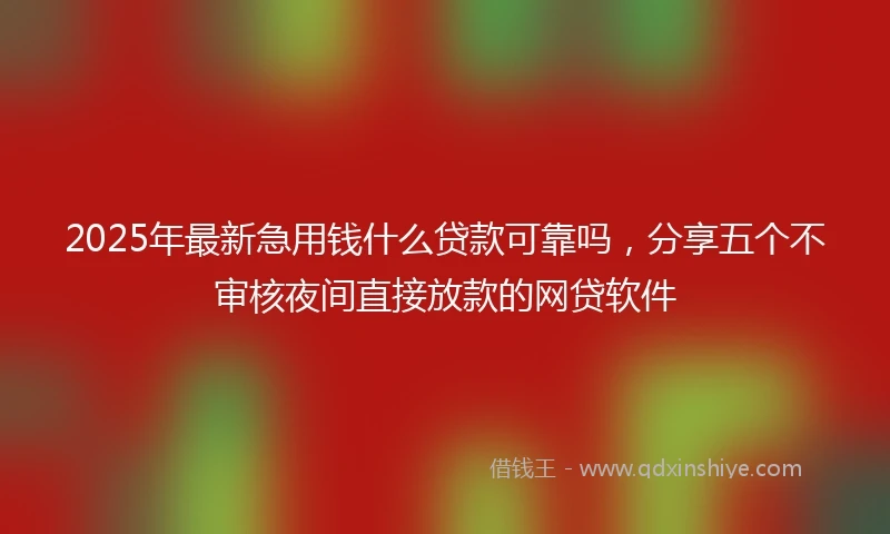 2025年最新急用钱什么贷款可靠吗，分享五个不审核夜间直接放款的网贷软件