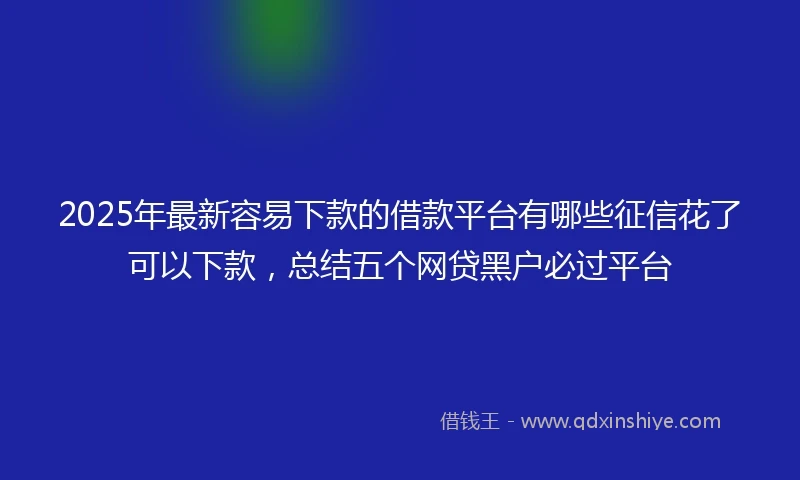2025年最新容易下款的借款平台有哪些征信花了可以下款，总结五个网贷黑户必过平台