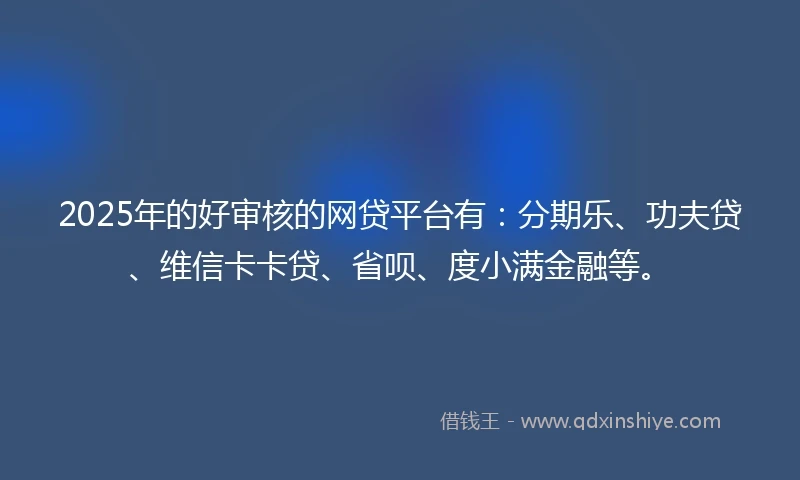 2025年的好审核的网贷平台有：分期乐、功夫贷、维信卡卡贷、省呗、度小满金融等。