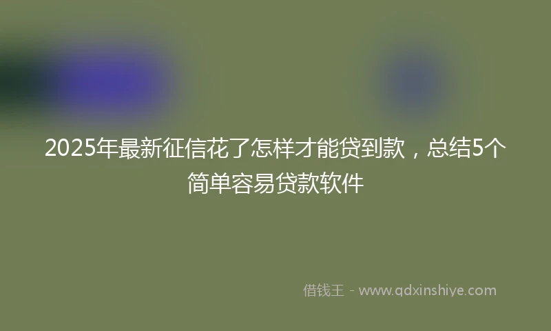 2025年最新征信花了怎样才能贷到款，总结5个简单容易贷款软件