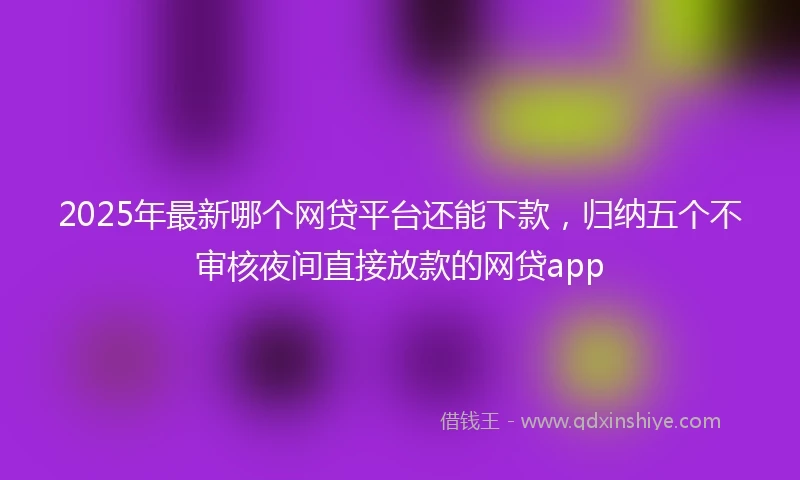 2025年最新哪个网贷平台还能下款，归纳五个不审核夜间直接放款的网贷app