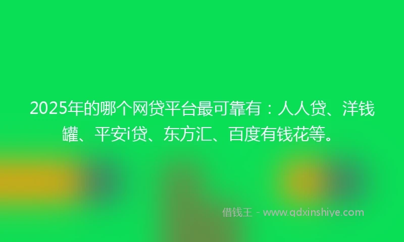 2025年的哪个网贷平台最可靠有：人人贷、洋钱罐、平安i贷、东方汇、百度有钱花等。