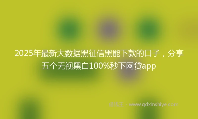 2025年最新大数据黑征信黑能下款的口子，分享五个无视黑白100%秒下网贷app