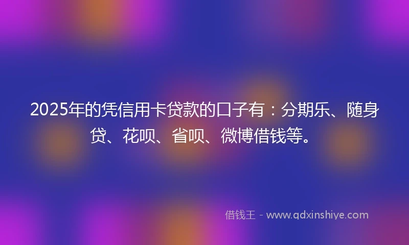 2025年的凭信用卡贷款的口子有：分期乐、随身贷、花呗、省呗、微博借钱等。