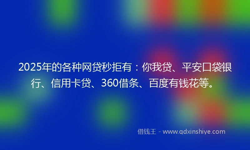 2025年的各种网贷秒拒有：你我贷、平安口袋银行、信用卡贷、360借条、百度有钱花等。