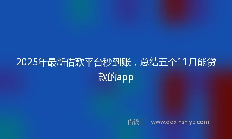 2025年最新借款平台秒到账，总结五个11月能贷款的app