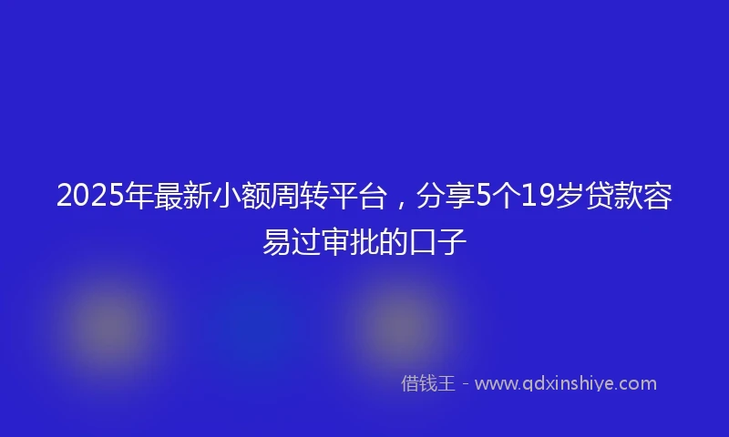 2025年最新小额周转平台，分享5个19岁贷款容易过审批的口子