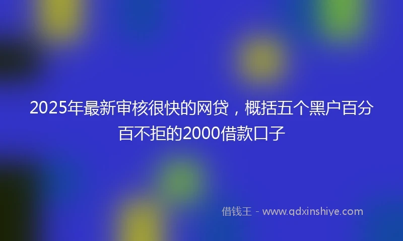 2025年最新审核很快的网贷，概括五个黑户百分百不拒的2000借款口子
