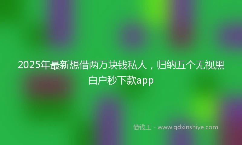 2025年最新想借两万块钱私人，归纳五个无视黑白户秒下款app