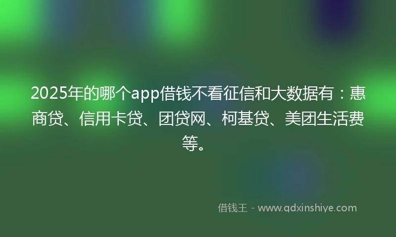 2025年的哪个app借钱不看征信和大数据有：惠商贷、信用卡贷、团贷网、柯基贷、美团生活费等。