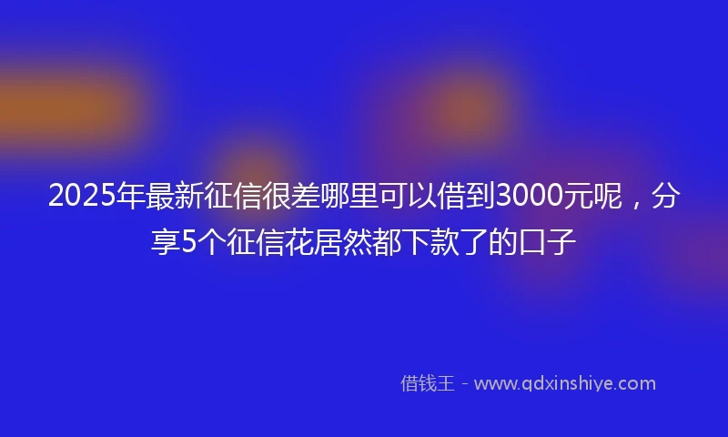 2025年最新征信很差哪里可以借到3000元呢，分享5个征信花居然都下款了的口子