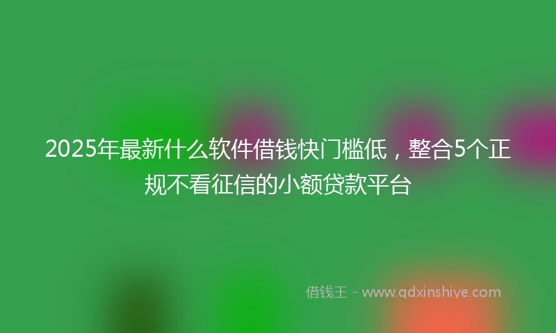 2025年最新什么软件借钱快门槛低，整合5个正规不看征信的小额贷款平台