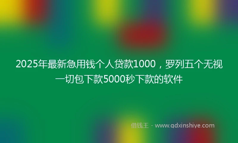 2025年最新急用钱个人贷款1000，罗列五个无视一切包下款5000秒下款的软件