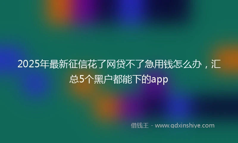 2025年最新征信花了网贷不了急用钱怎么办，汇总5个黑户都能下的app